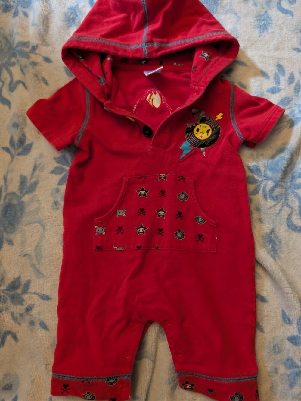 Tokidoki Bambino Red Hooded Baby One-Piece Romper